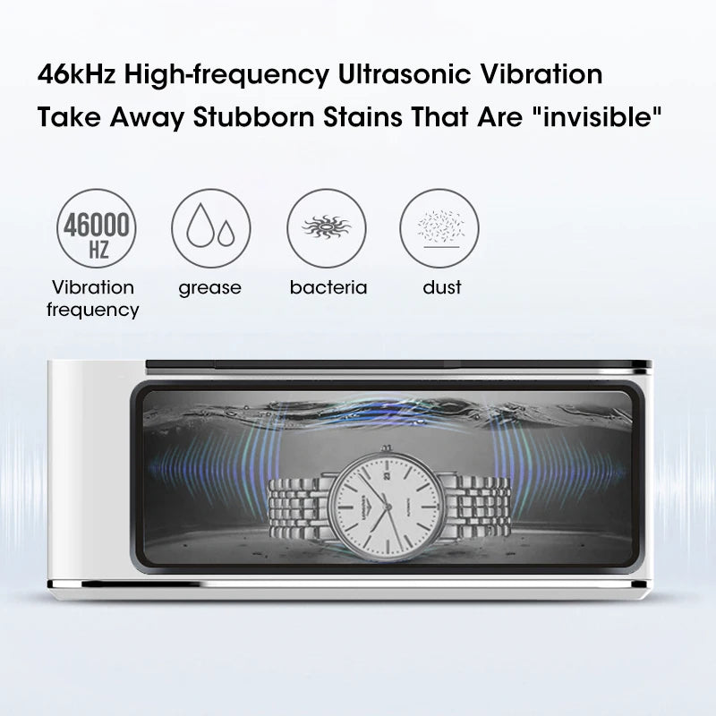 Ultrasonic Cleaning Machine 500ML Household Multifunctional High-frequency Vibration Deep Cleaning Tool for Glasses Jewelry Peaceful Pleasures Health and Wellness