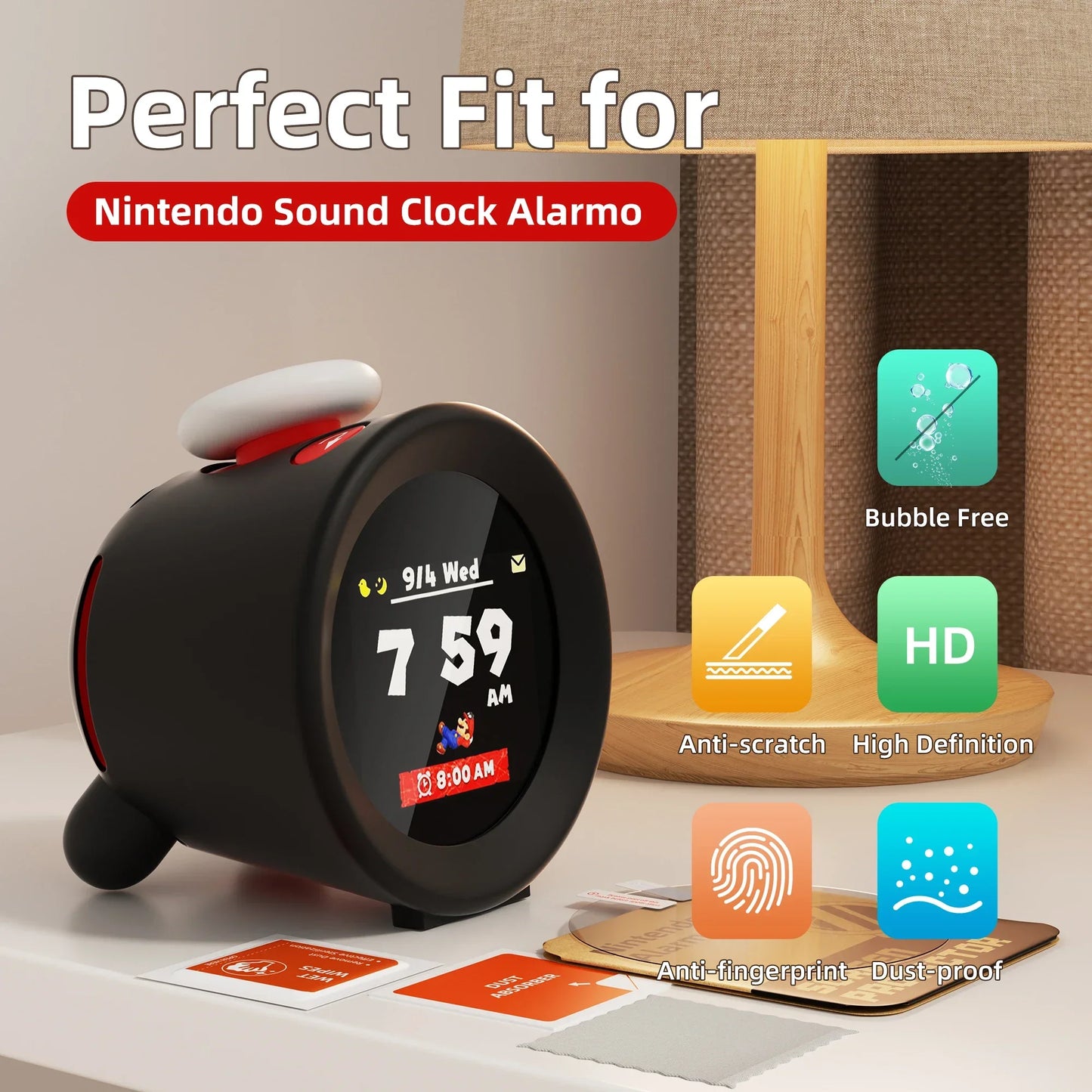 Liquid Silicone Case and 2 Pack HD Films for Nintendo Alarmo Peaceful Pleasures Health and Wellness