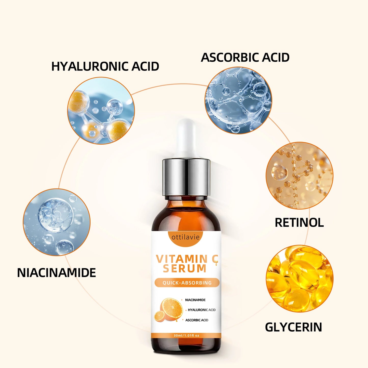Vitamin C Serum with Hyaluronic Acid – 24HR Deep Hydration