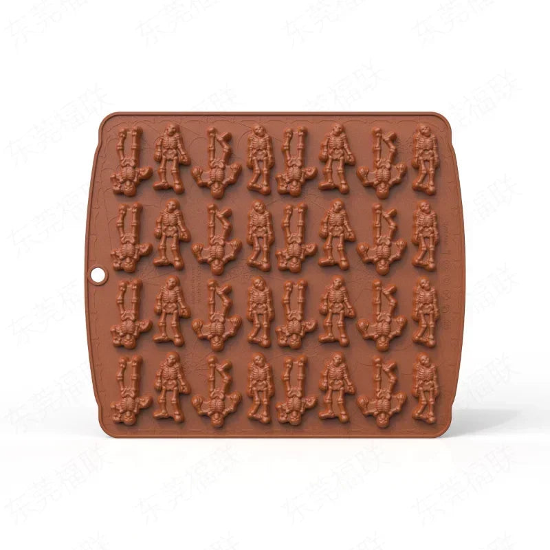 Creative Halloween Skeleton Chocolate Silicone Mold Bat Spider Candy Biscuit Baking Plate Witch Hat Tombstone Cake Mold Peaceful Pleasures Health and Wellness