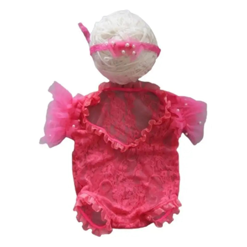 Newborn Lace Romper & Bow Headband – Baby Photo Prop Set