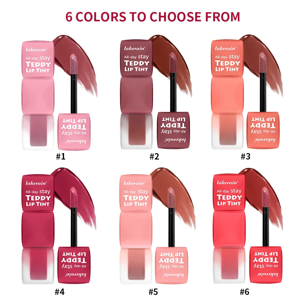 Teddy Tint Lip Color Tear Lip Gloss Super Stay Long-Lasting Coloring 12H Matte Texture Waterproof Lip Stain Lipstick Cosmetics Peaceful Pleasures Health and Wellness