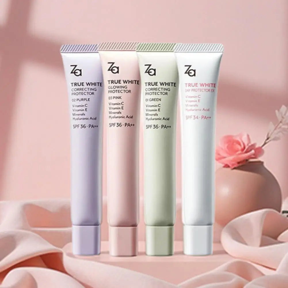 Za True White Glowing Correcting Protector Vitamin C E Minerals Hyaluronic Acid SPF36 PA++ Original Face Whiten Sunscreen Cream Peaceful Pleasures Health and Wellness