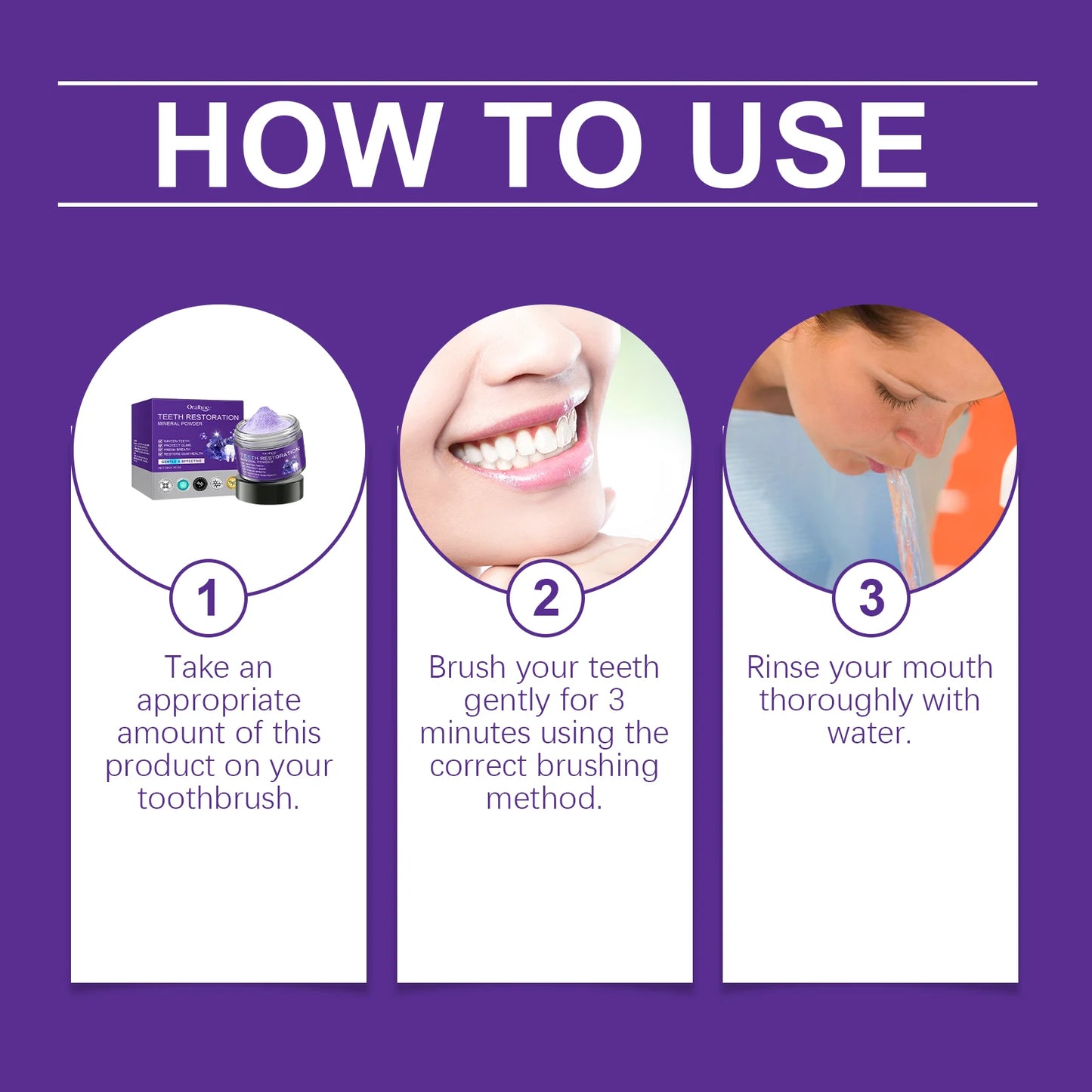 Oralhoe Purple Teeth Whitening Mineral Powder | Stain Remover