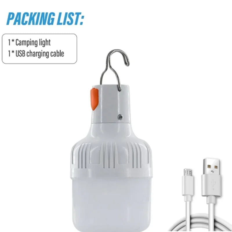 USB Rechargeable LED Camping Lantern – 60W Portable Hook Light
