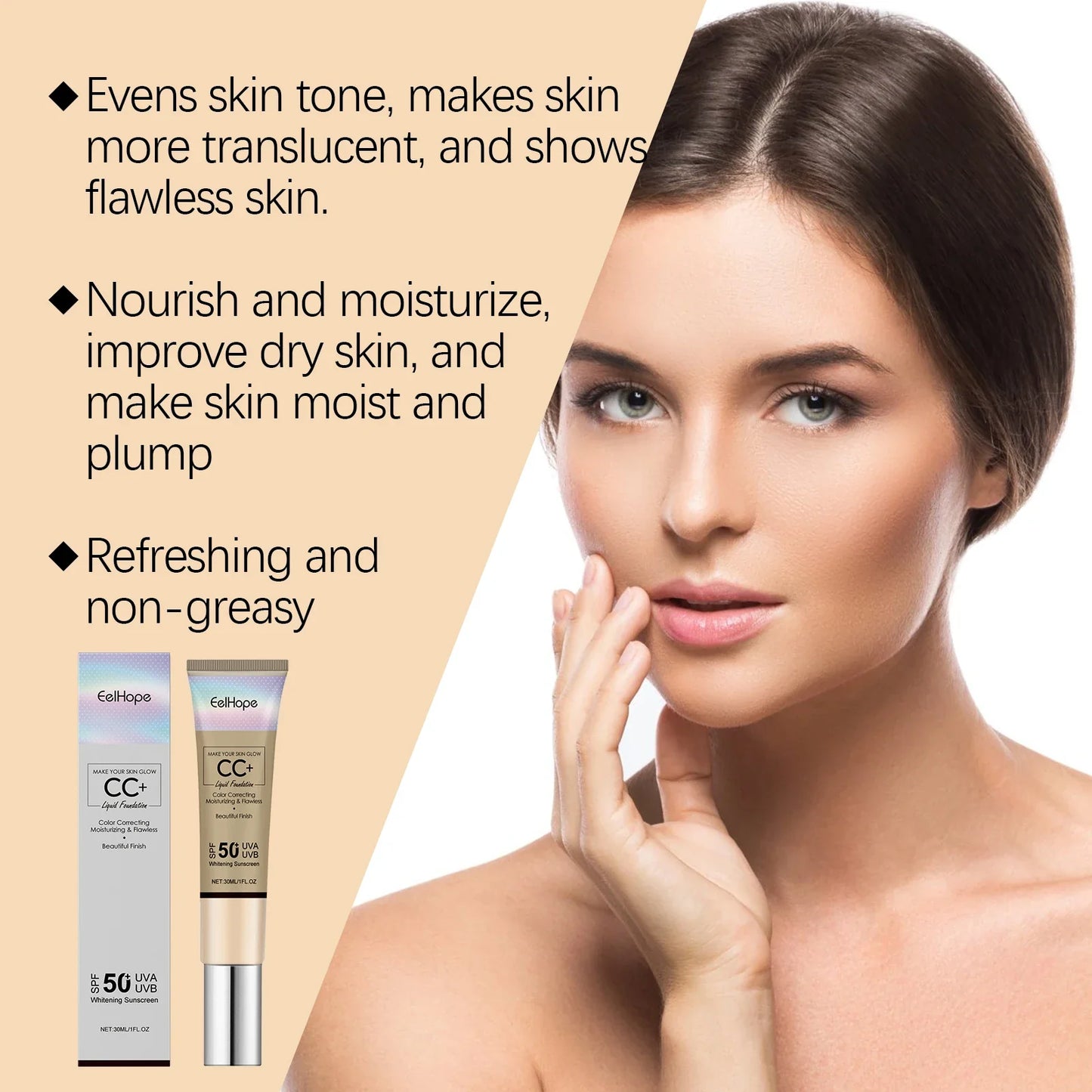 Eelhope CC Cream Foundation – Waterproof, SPF & Full Coverage