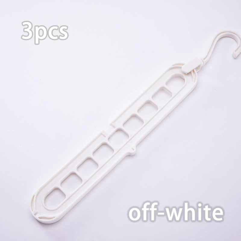 3pcs, Plastic 9-Hole Foldable Hangers, Heavy Duty Space Saving Clothes Organizer Hangers, For Room, Closet, Wardrobe, Home & Dor Peaceful Pleasures Health and Wellness 3pcs WHITE
