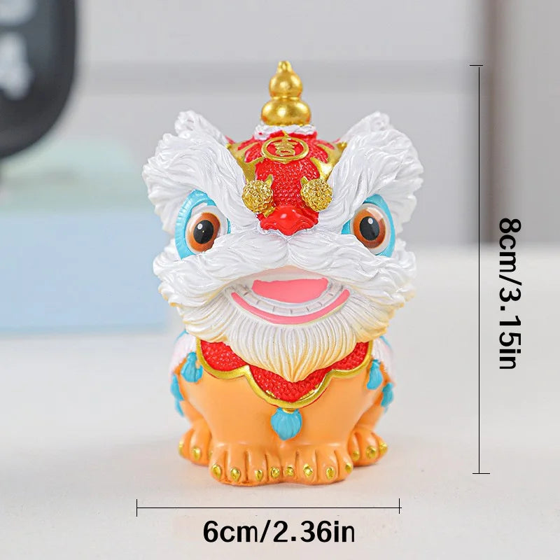 1Pcs Chinese-Style Festive Lion Dance Ornament for Desktop, Living Room, Tv Cabinet, Wine Cabinet, Entrance Decoration, High-End Feel, Wealth-Attracting Housewarming Gift, Best Gift for Christmas, Halloween, Thanksgiving, New Peaceful Pleasures Health and Wellness