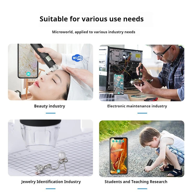 1000X High-Definition Wifi Wireless Digital Magnifying Glass, Mobile Phone Electron Microscope Peaceful Pleasures Health and Wellness