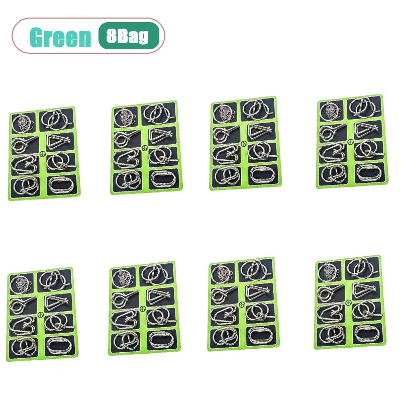 8-Piece Metal Interlocking Rings Brain Teaser Puzzle IQ Set