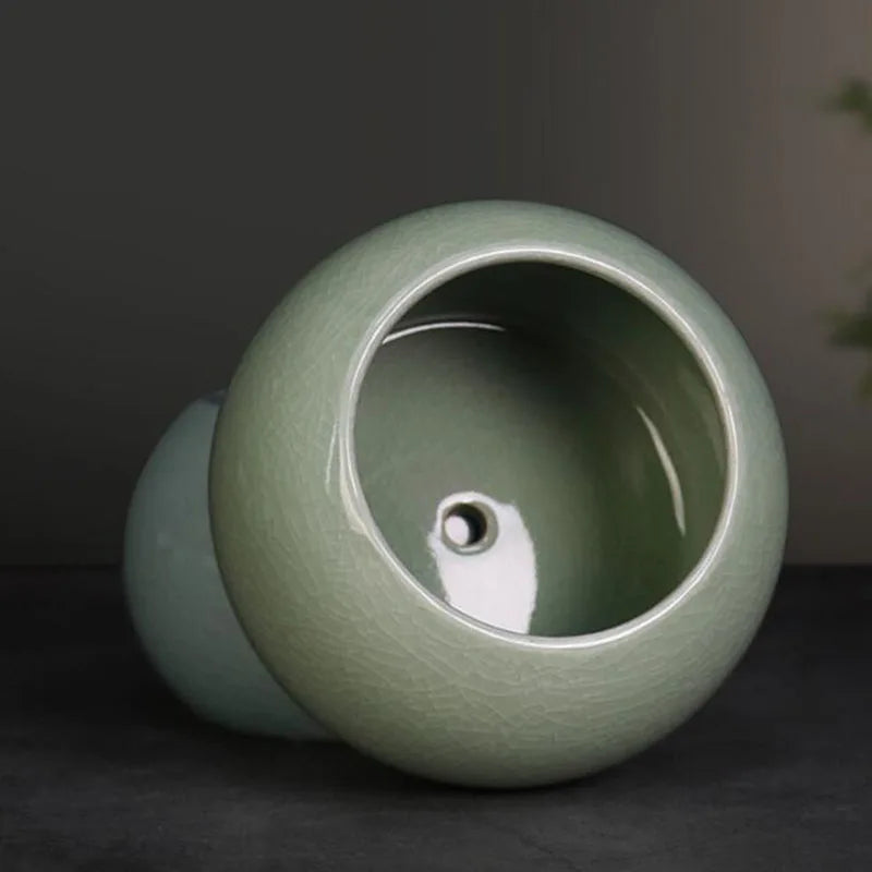 Chinese Ceramic Bonsai Vase | Glazed Porcelain Flower Pot 10×6cm