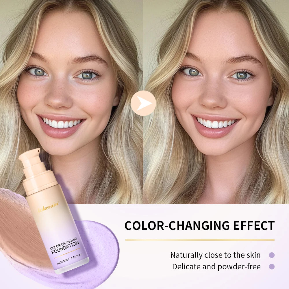 Lakerain Magic Color Changing Foundation Liquid Long Lasting Hydrating lightweight Base Makeup High Coverage Effective Concealer Peaceful Pleasures Health and Wellness