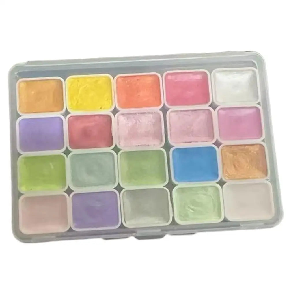 Portable Box Embedded with Glittering Pearl Solid Solid Watercolor Painting, Art Supplies Lightweight, High Solid Pigment Peaceful Pleasures Health and Wellness