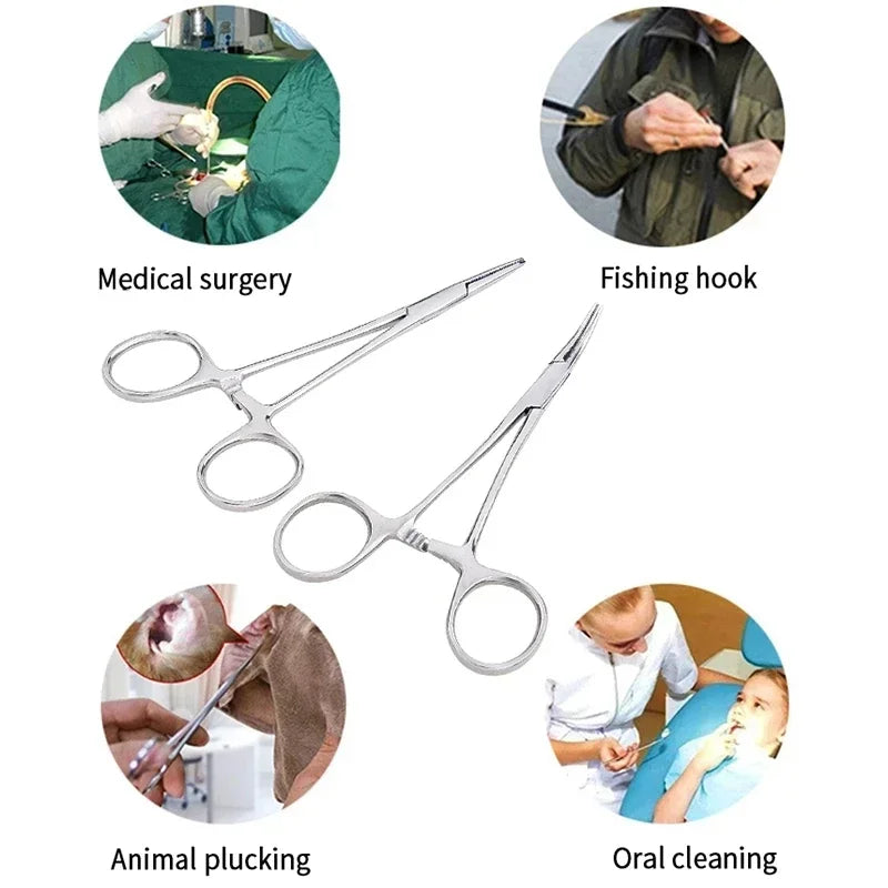 Stainless Steel Locking Forceps Artery Surgical Clamp Curved Straight Tip Fish Hook Pliers Hemostatic Forceps Hand Tools Peaceful Pleasures Health and Wellness