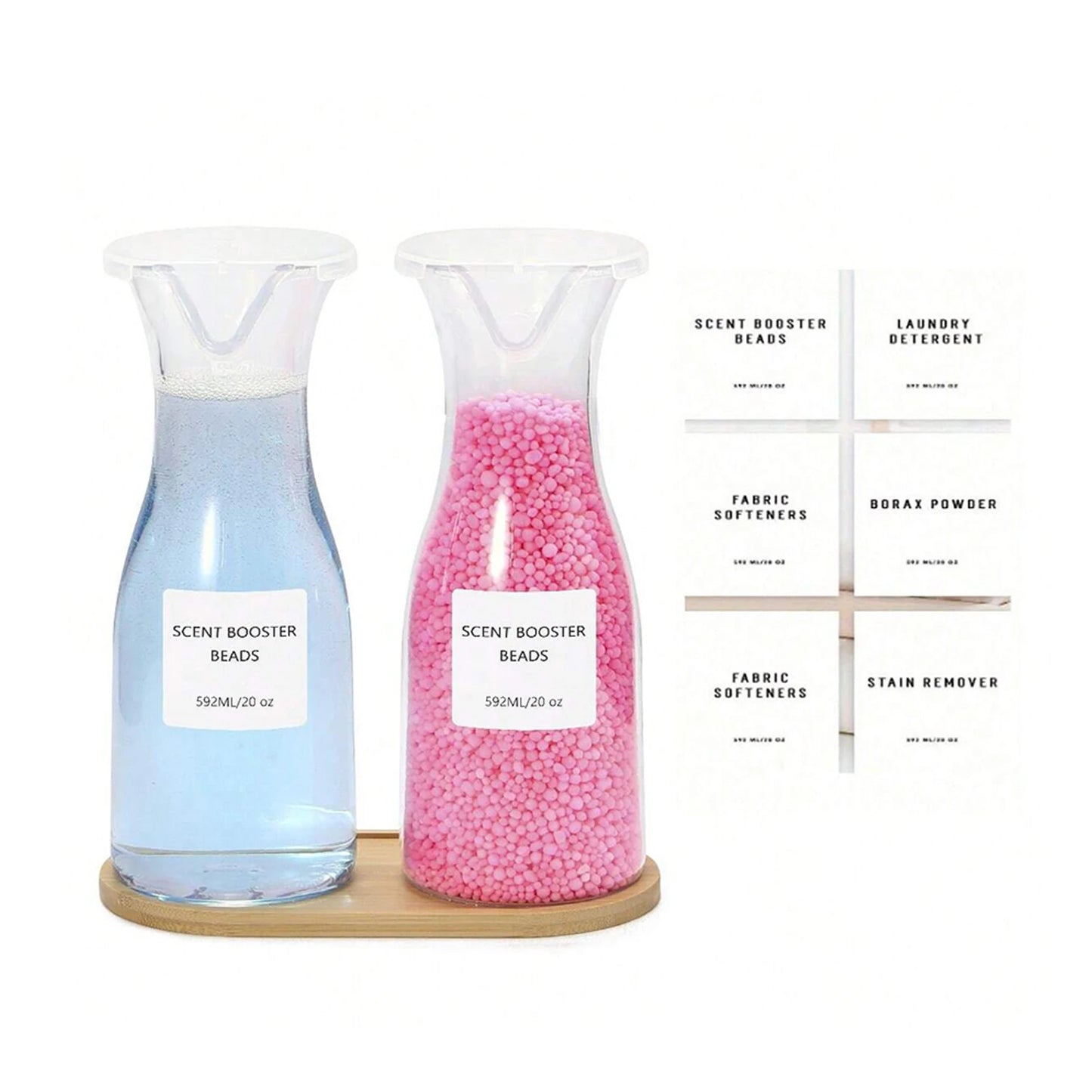 2 Pack Clear Laundry Detergent Dispenser Bottle 20oz with Label for Laundry Detergent Soap Fabric Softener Bleach Laundry Room Peaceful Pleasures Health and Wellness B