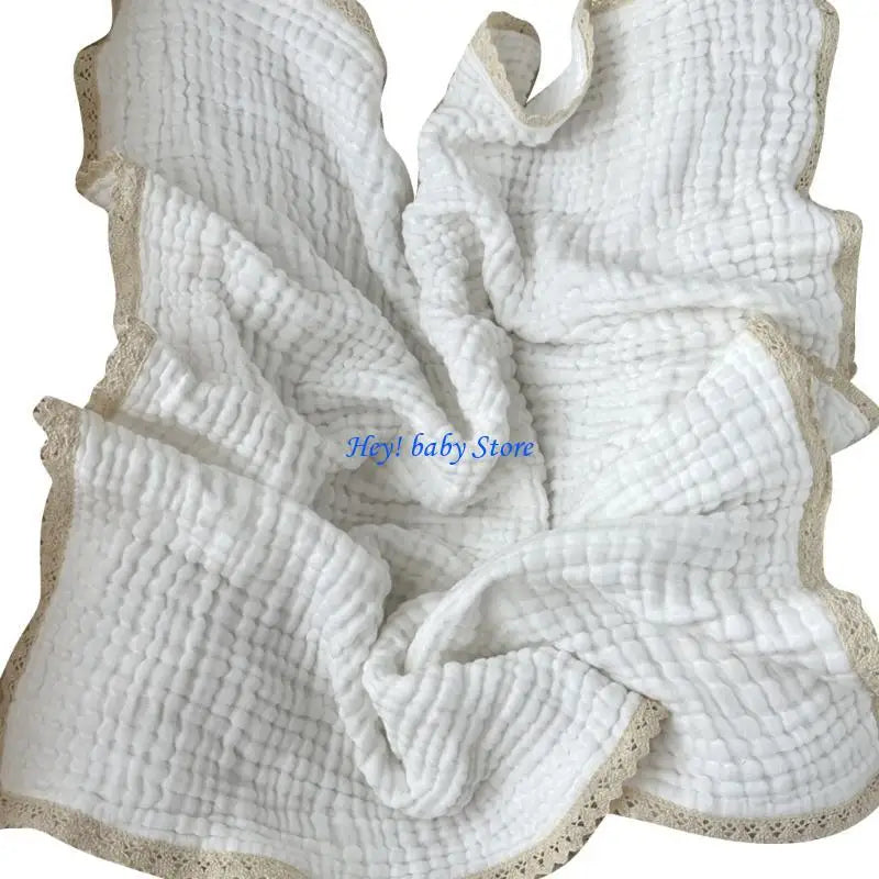 6-Layer Cotton Gauze Baby Blanket with Lace | Boys & Girls