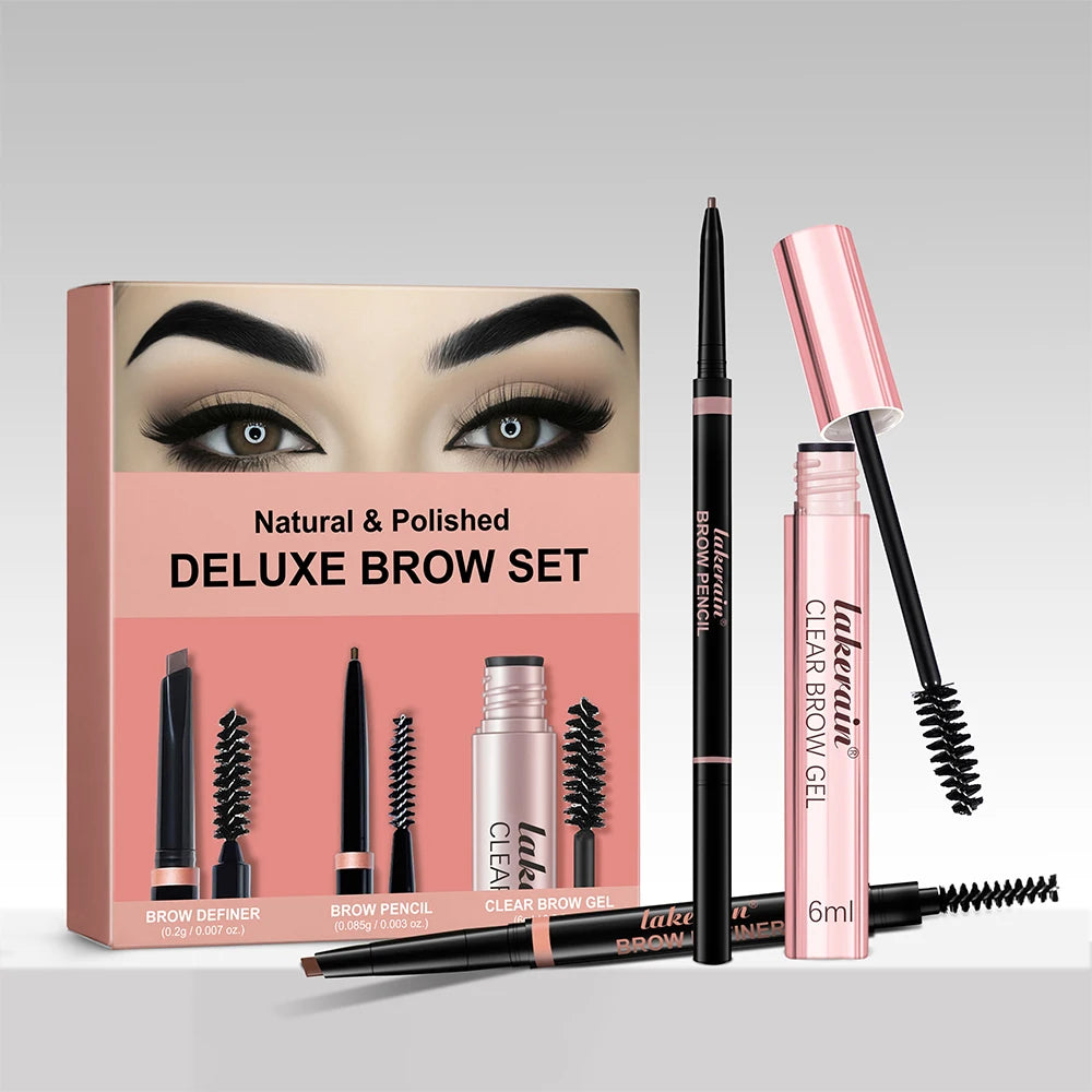Lakerain 3-Piece Eyebrow Set – Pencil, Definer & Brow Gel Eyebrow Makeup Set Peaceful Pleasures Health and Wellness