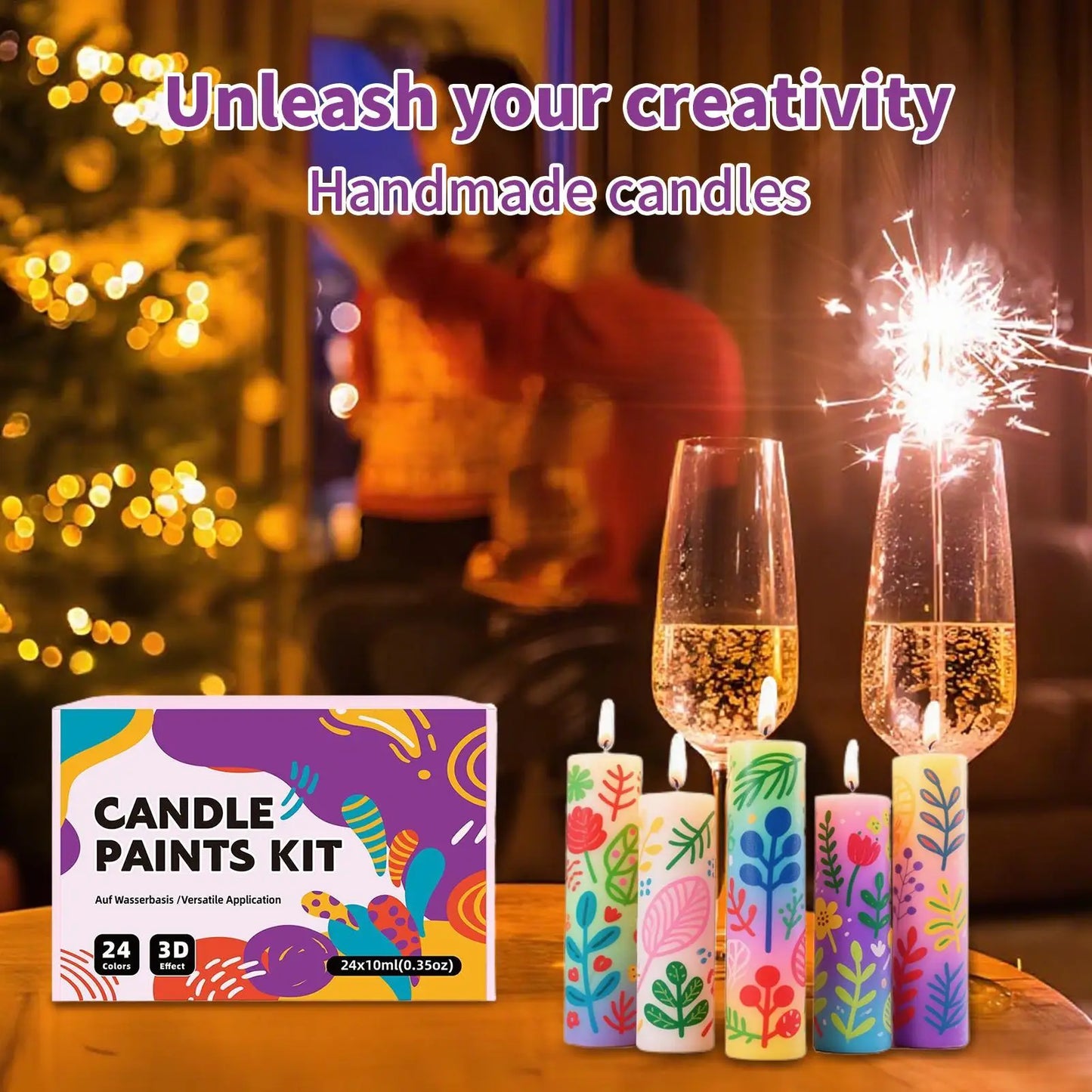 24pcs Candle Paint Pen Kit, Fabric Decorating, Creative Hobbyists Craft Activities Glass Vases Clothes T-Shirts Art Project Peaceful Pleasures Health and Wellness
