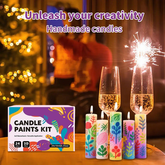 24pcs Candle Paint Pen Kit, Fabric Decorating, Creative Hobbyists Craft Activities Glass Vases Clothes T-Shirts Art Project Peaceful Pleasures Health and Wellness