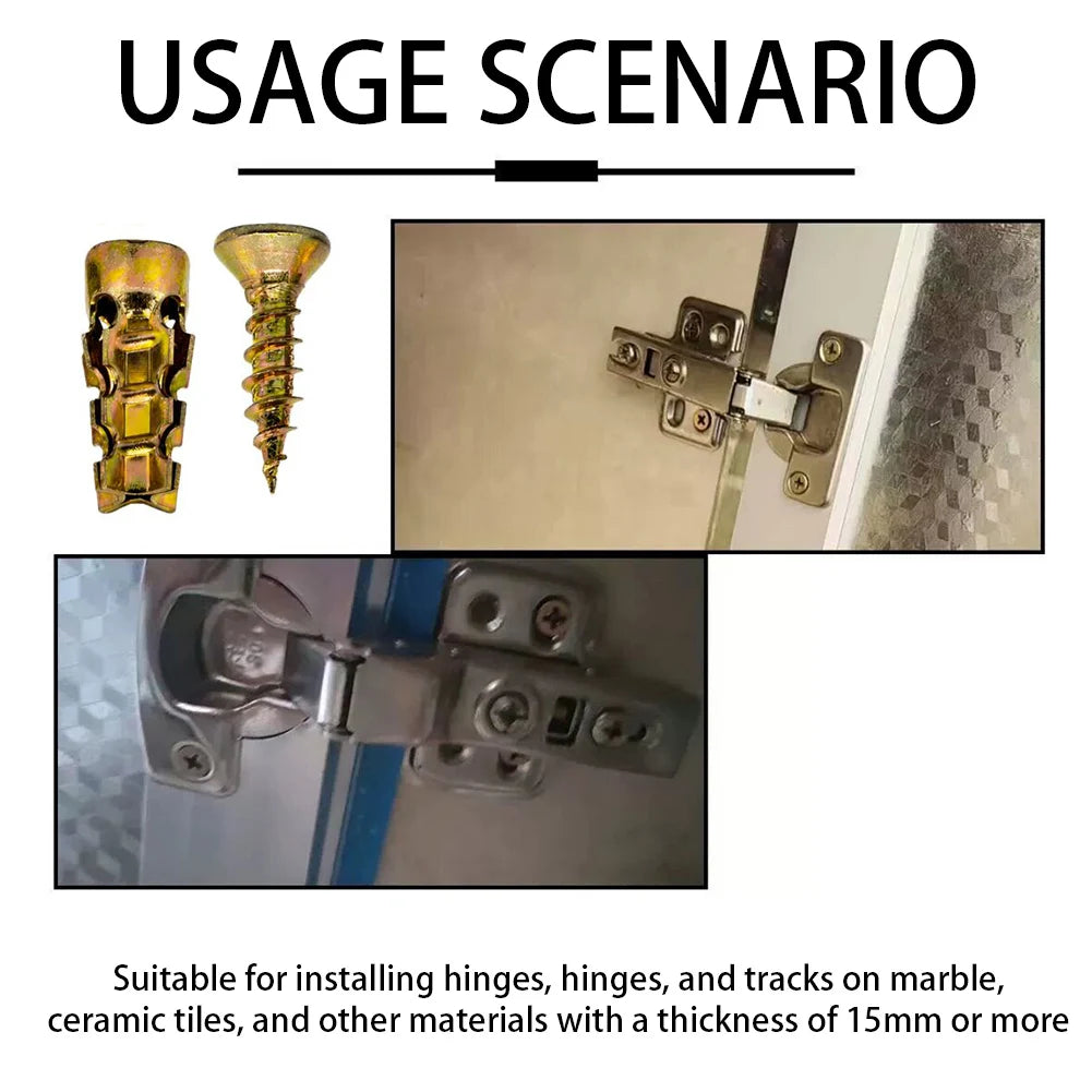 Anchors Screw,6*14mm Door Hinge Thread Screws,Versatile Stone Tile Cabinet Partition Hinge Expansion Screw,for House Decoration Peaceful Pleasures Health and Wellness