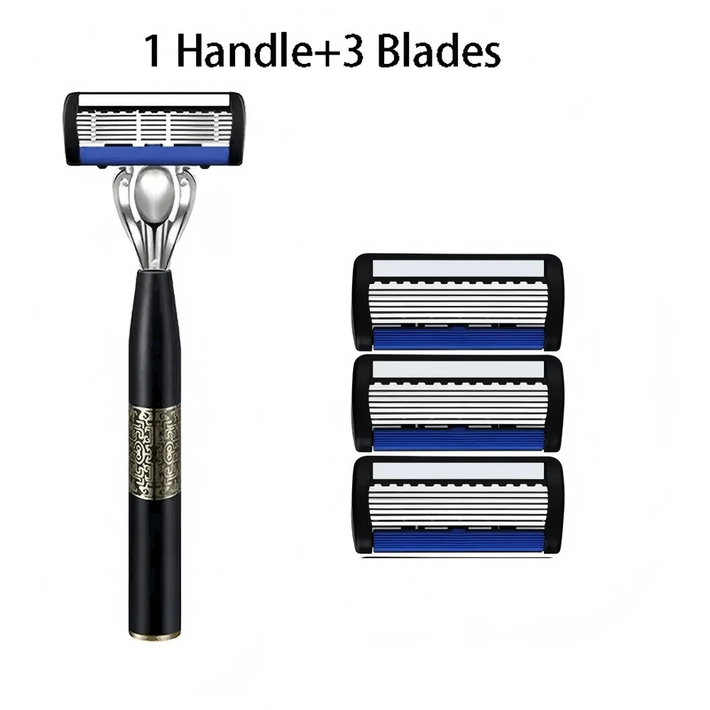 Washable Metal Ordinary Beard And Beard 6-layer Manual Men's Razor Stainless Steel Blade Hand Guard Metal Razor Holder Peaceful Pleasures Health and Wellness