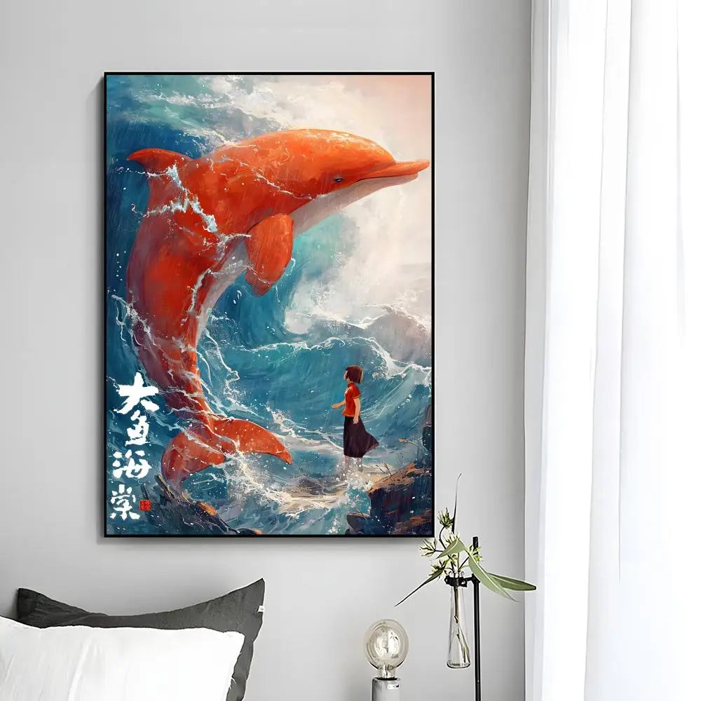 Fantasy Romantic Movie Anime B-Big Fish & Begonia Poster Wall Art Print Poster Decorative Mural Home Decor Gift Unframed Peaceful Pleasures Health and Wellness White11 50x70cm Unframed