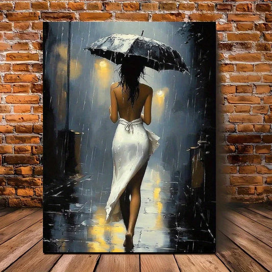 Romantic Rainy Night Canvas Wall Art | Umbrella Street Scene Canvas Wall Art Peaceful Pleasures Health and Wellness 1 20x30cm