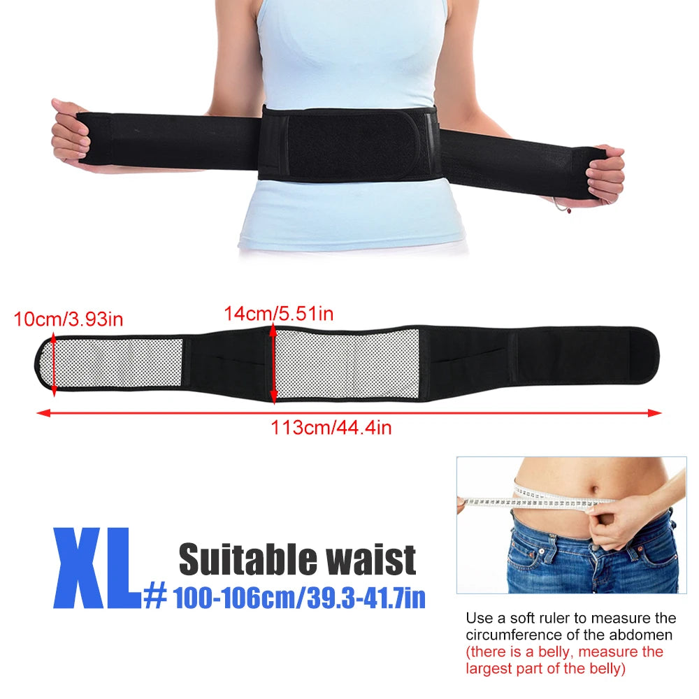 1PCS Magnetic Heated Back Brace Belt - Self Heating Lumbar Support for Pain Relief, Breathable Waist Support Belt for Men & Wome Peaceful Pleasures Health and Wellness Black-1PCS-XL