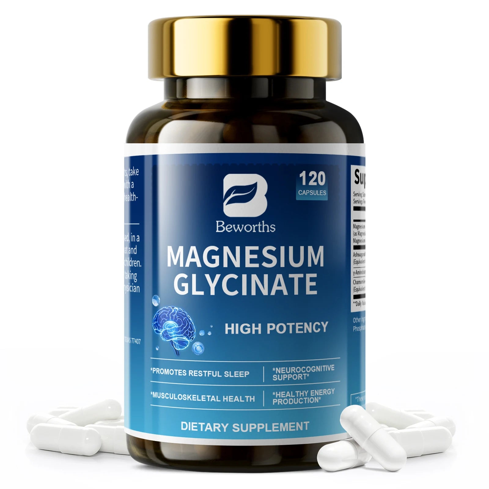 BEWORTHS Magnesium with Ashwagandha & GABA – Sleep, Mood & Bone Support Dietary Supplement Peaceful Pleasures Health and Wellness