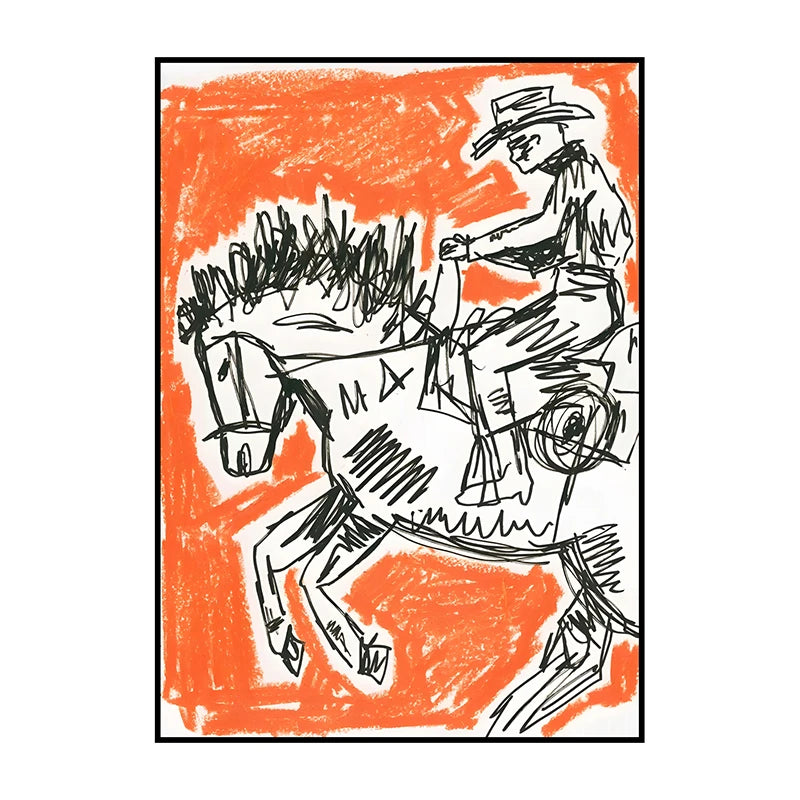 Western Cowboy Canvas Wall Art | Vintage Retro Poster Print
