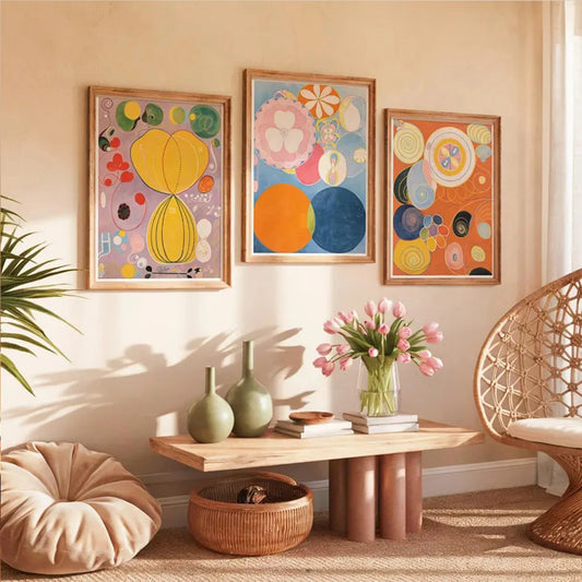 3-Piece Retro Abstract Colorful Canvas Wall Art Print Set Canvas Wall Art Set Peaceful Pleasures Health and Wellness G5358-3pcs 21x30cm Unframed