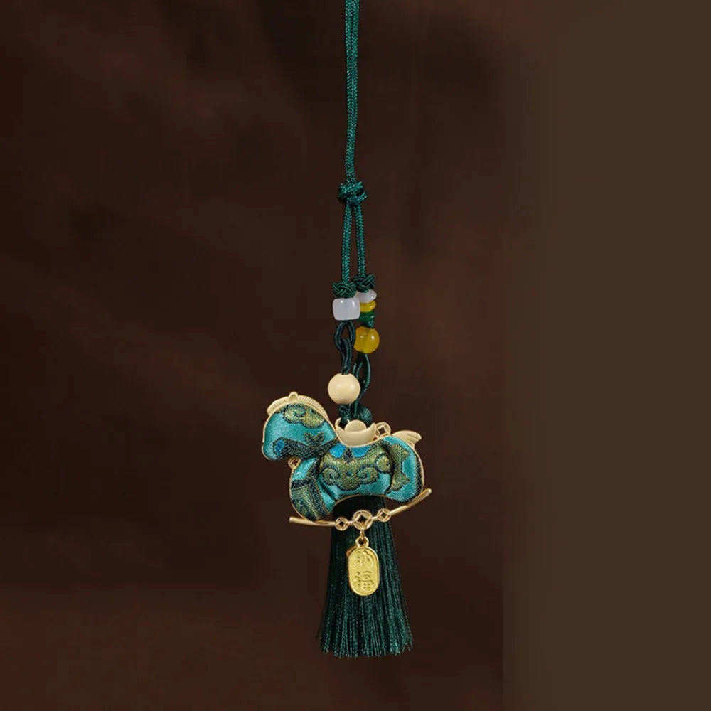 Chinese New Year Horse Embroidered Satin Tassel Pendant