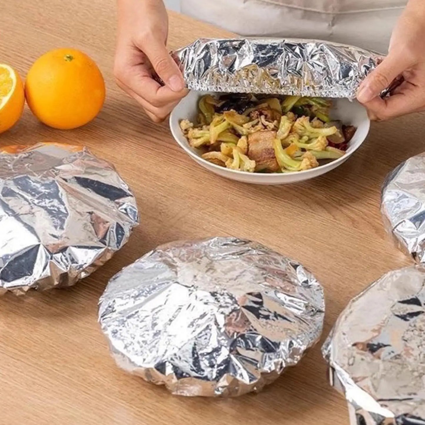 30-Pack Reusable Aluminum Foil Food Covers – Heat Insulation Lids