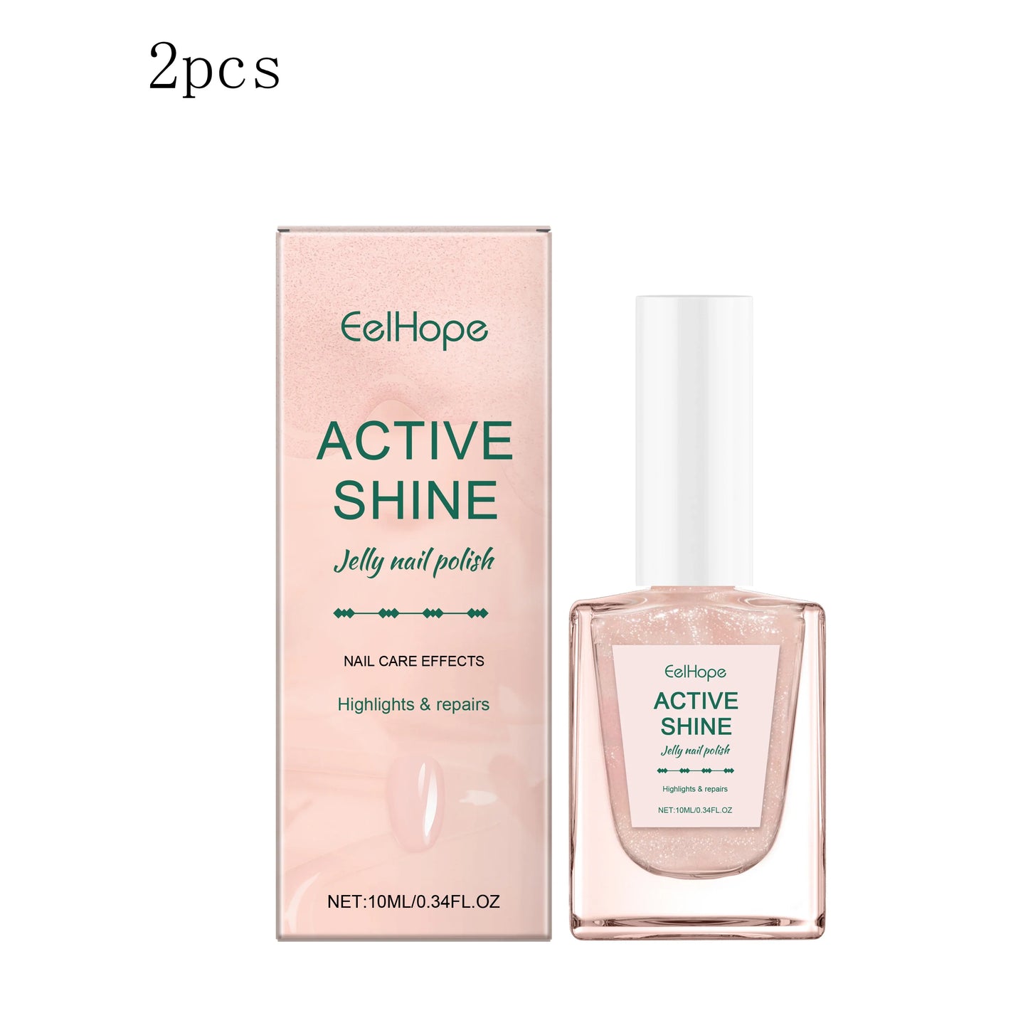 Eelhope Jelly Nail Polish – Transparent Pink Glitter, 10ml