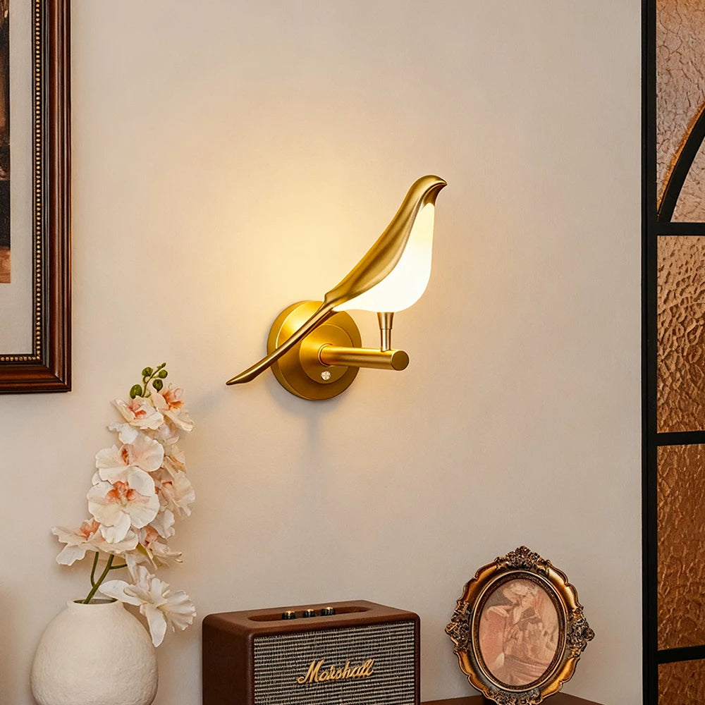 RUNTOIN Dimmable LED Bird Wall Lamp | Modern Rotating Sconce