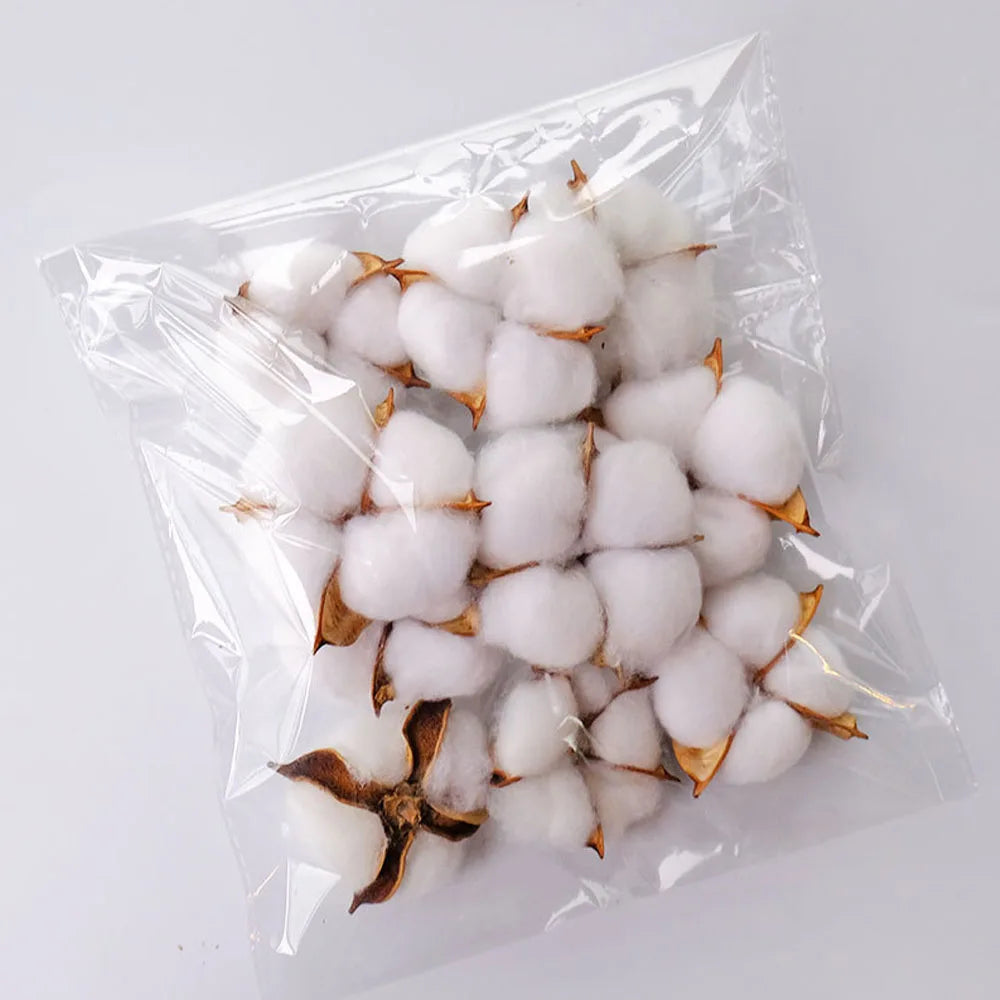 20pcs White Artificial Cotton Flower Heads 6cm | DIY Decor