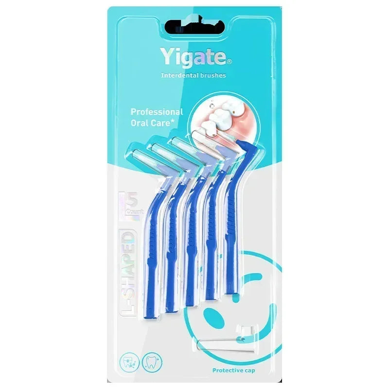 5pcs L-shaped Orthodontics Braces Interdental Brush Clean Between Teeth Mini Toothbrush Inter Dental Cleaning Travel Portable Peaceful Pleasures Health and Wellness 1.0-1.2mm