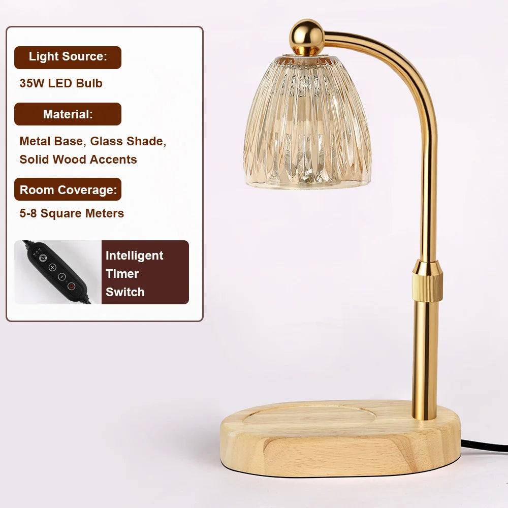 RUNTOIN Timer Candle Warmer Lamp | Striped Glass Wax Melts