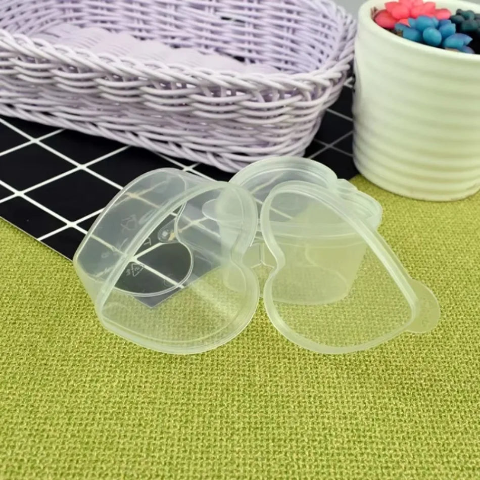 Love Heart Shaped Transparent Packaging Box Lids DIY Slime Pudding