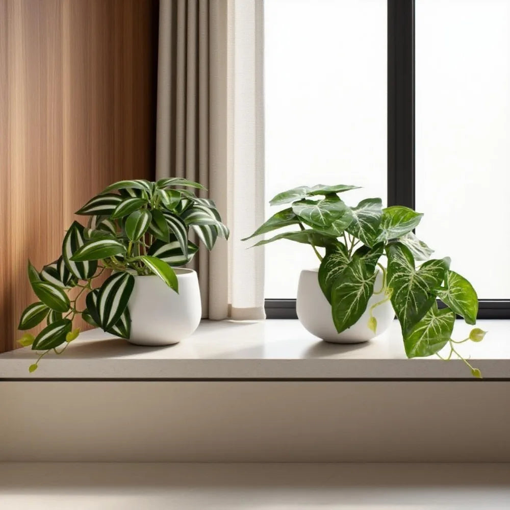 Artificial Bonsai Plant Pot | Fake Foliage Desktop Home Decor