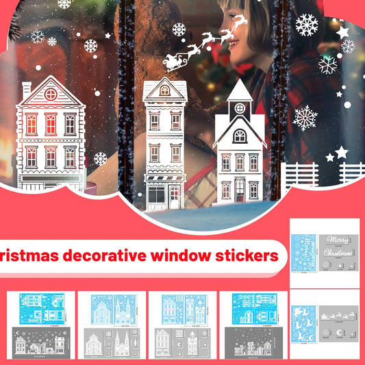 Christmas Static Window Clings – Elk, Snowflake & Xmas Tree PVC Window Cling Decals Peaceful Pleasures Health and Wellness
