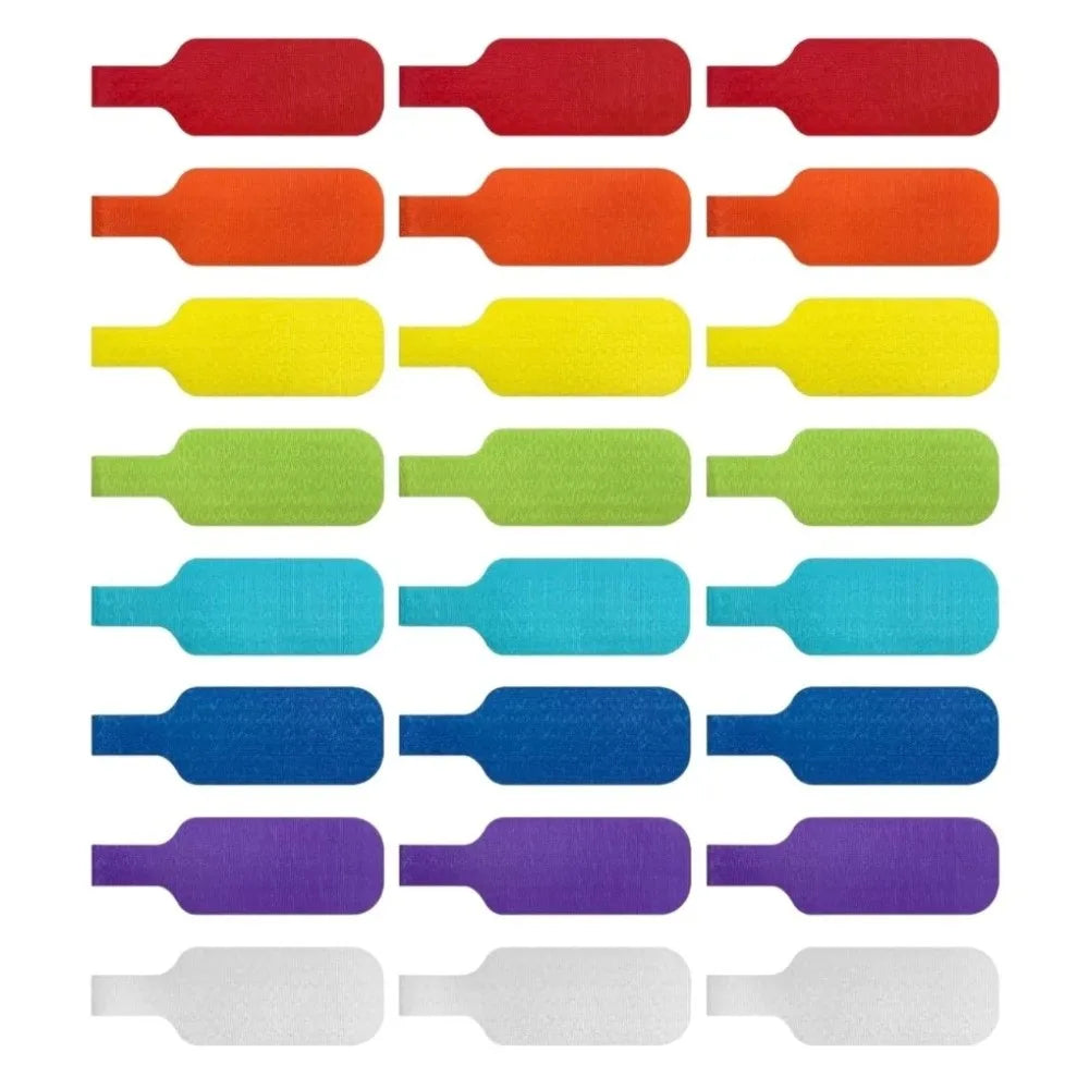 24pcs Waterproof Self Adhesive Cable Labels Reusable Rainbow Color Desktop Cable Organizer Durable Nylon Wire Cord Tags Peaceful Pleasures Health and Wellness
