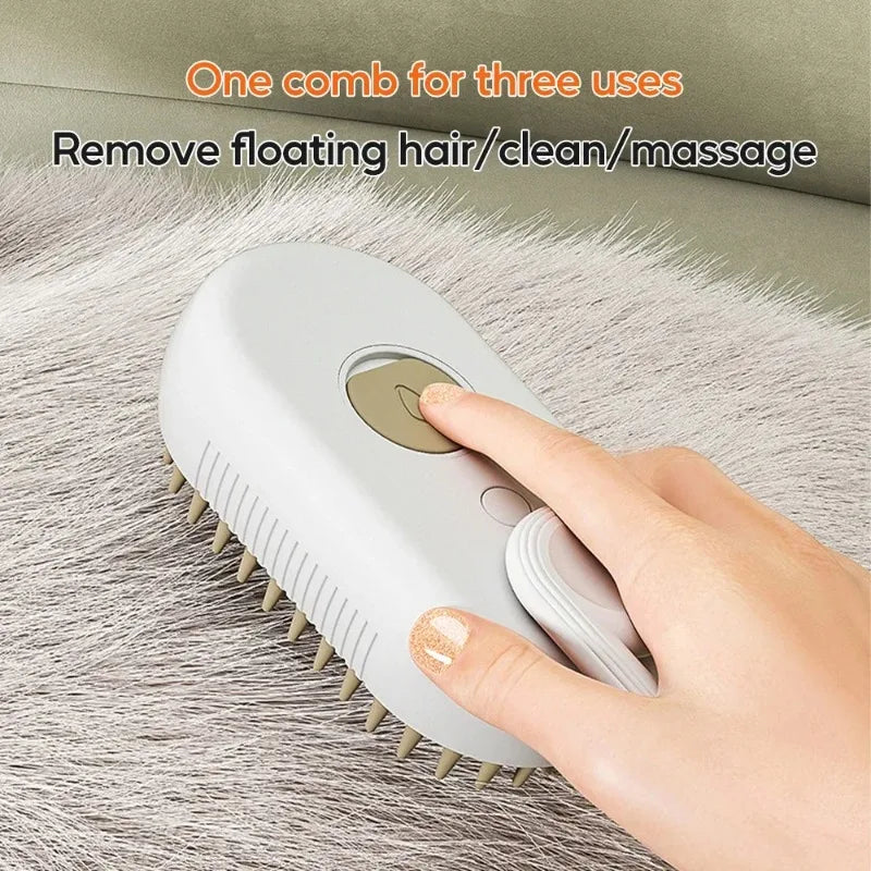3-in-1 Electric Steam Spray Pet Grooming Brush for Cats & Dogs