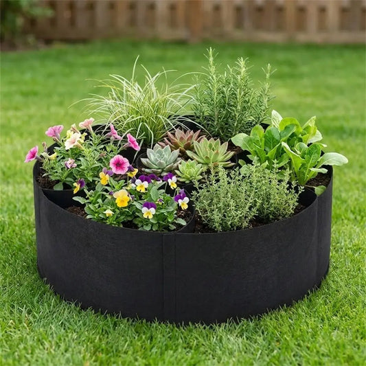 7-Grid Circular Felt Raised Garden Bed | Divided Grow Bag Felt Garden Planter Oasis Select