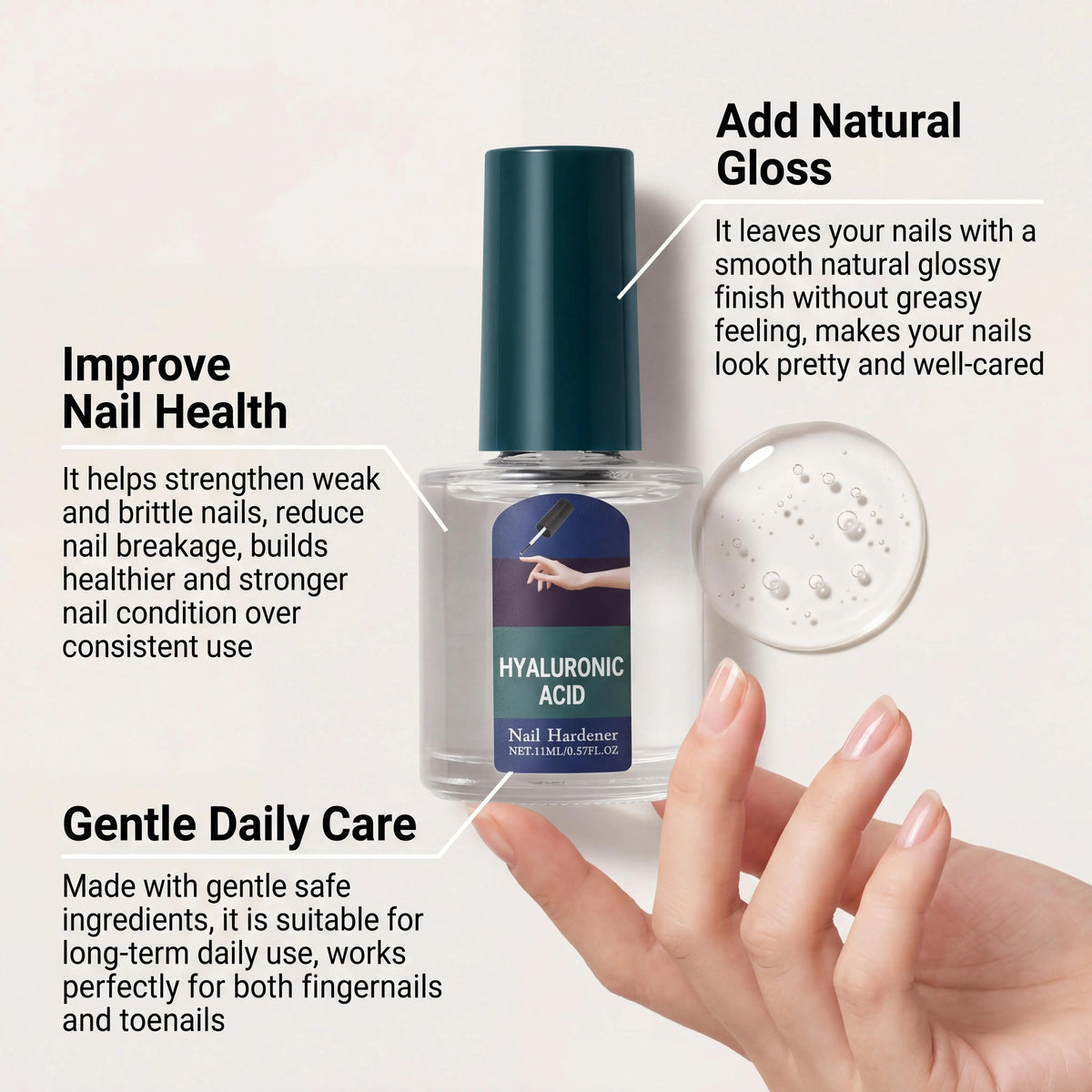 Plant-Based Nail Hardener Repair Nails Gloss Help Enhance Growth Nails Strengthener Protect Hand Foot Thin Nail Treatment Drops Peaceful Pleasures Health and Wellness