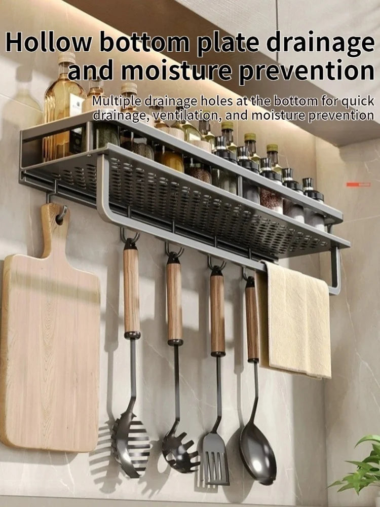 Wall-Mount Kitchen Knife Rack & Spice Organizer | YUNJIEYA
