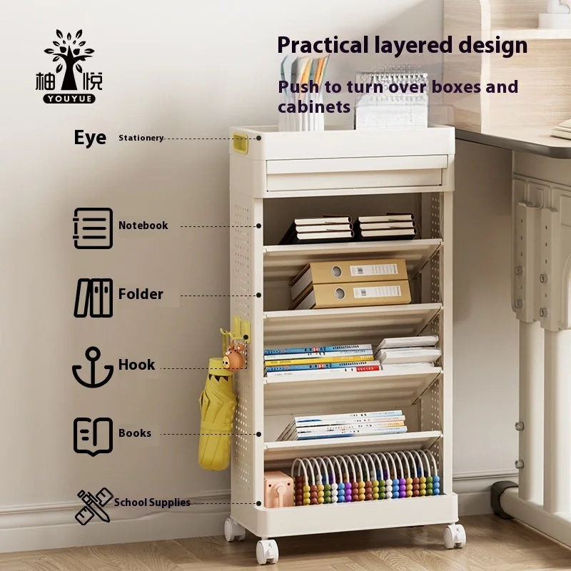 Mobile Bookshelf Storage Rack with Wheels – Kids & Dorms