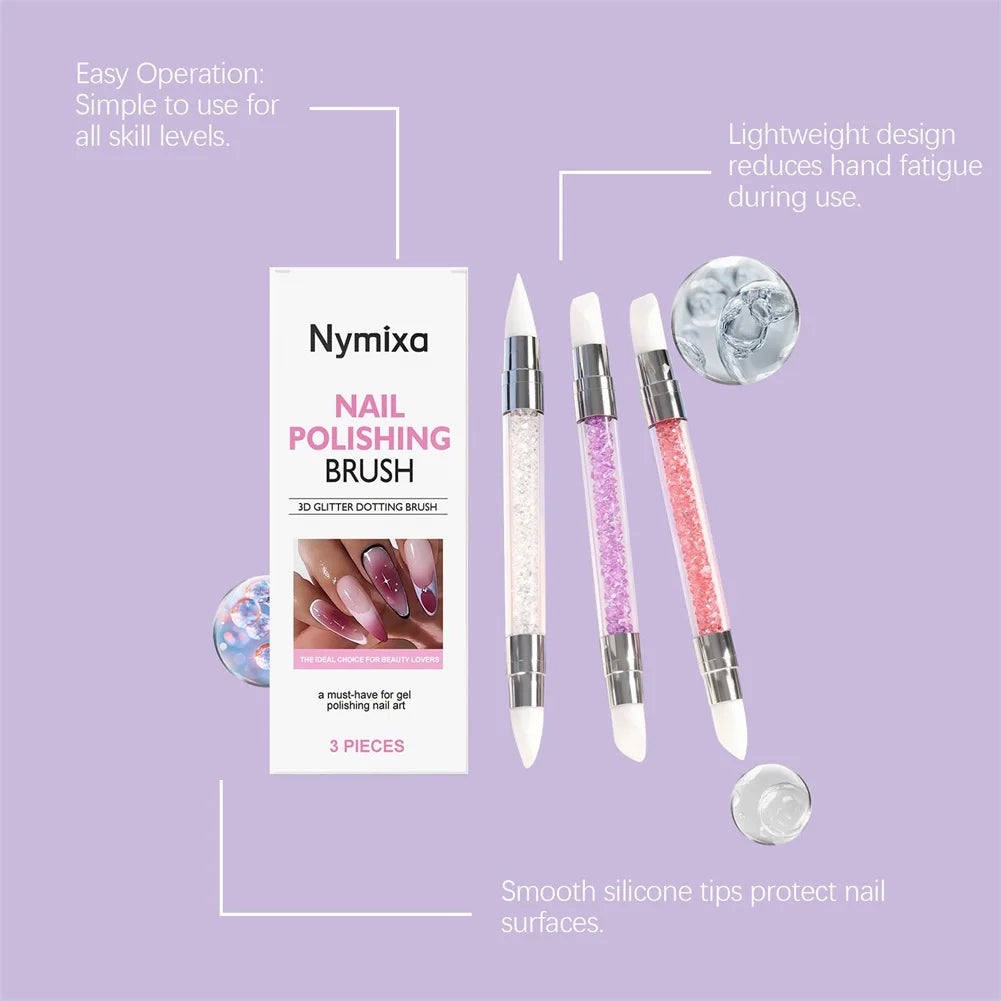 Silicone Nail Art Pens 3D Carving Dual-Ended Manicure Set 3pc
