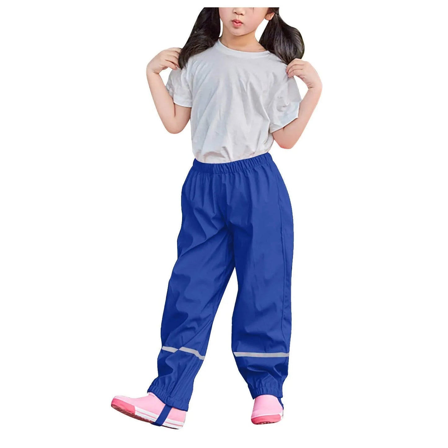 Children's Solid Color Loose Pencil Wind And Waterproof Mud Trousers Breathable Multi-function Casual Trouser For Boys And Girls Peaceful Pleasures Health and Wellness Blue 86