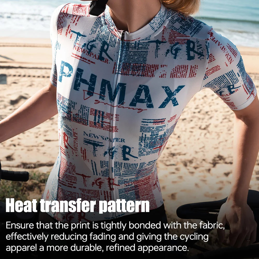 PHMAX Women's Short Sleeve Cycling Jersey – 3 Pockets, Quick Dry